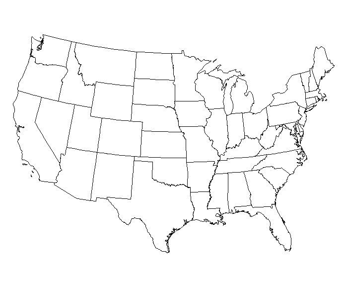 Blank Outline Maps of the United States | Schools at Look4