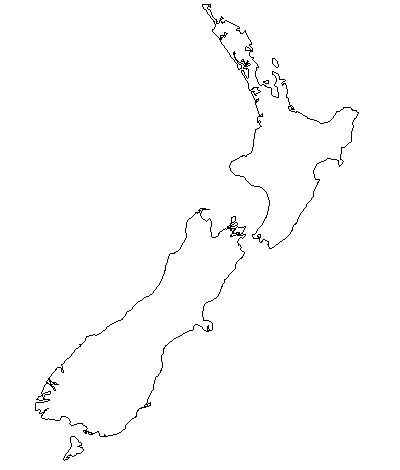 new zealand physical map blank